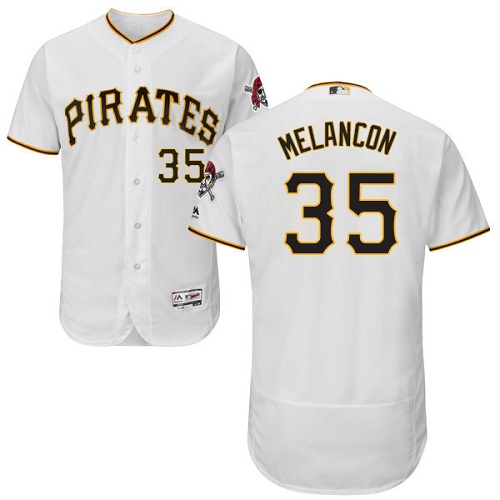 Pirates #35 Mark Melancon White Flexbase Authentic Collection Stitched MLB Jersey - Click Image to Close